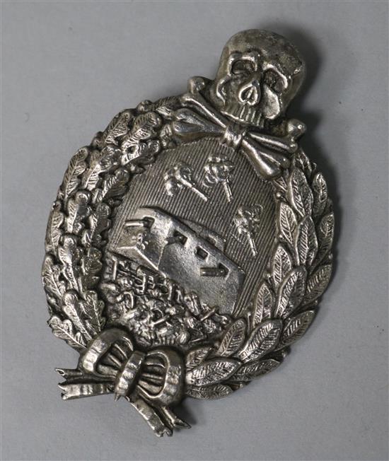 A World War I German tank badge, maker Zeitner Berlin